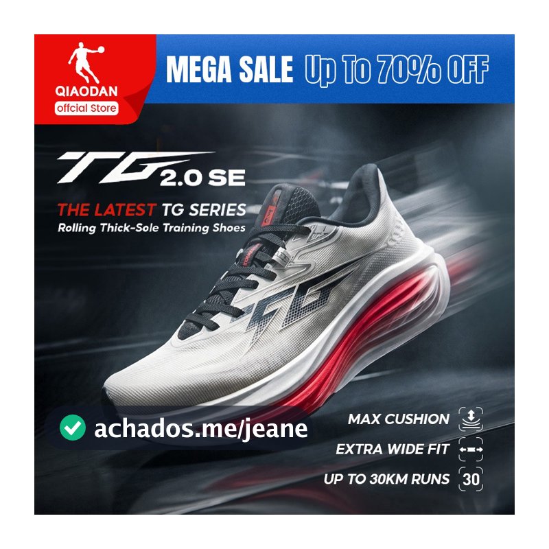 Tênis De Corrida Masculino Qiaodan TG 2.0 SE Almofada Rocker Grossa Leve Treinamento De Longa Distância LEILI