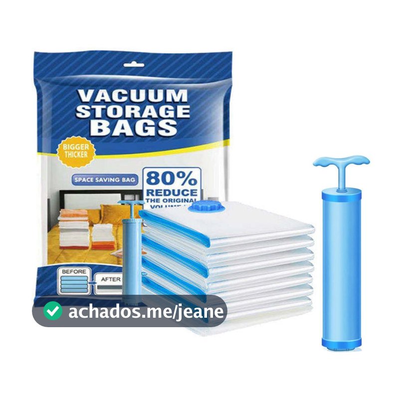 Kit 3 Pçs Saco a Vacuo Com Bomba Guarda Roupa Edredom Cobertor Malas Viagem Organizador Reforçado