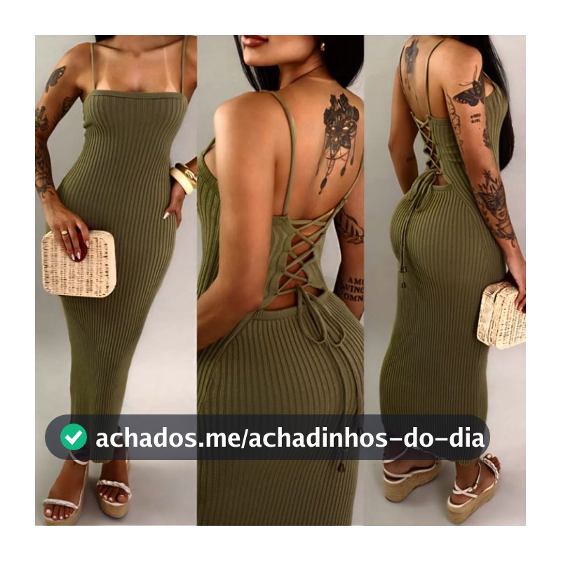Vestido Tricot Modal Midi Trançado nas costas Tricô alta qualidade Verão 2027 Carnaval Praia Festa