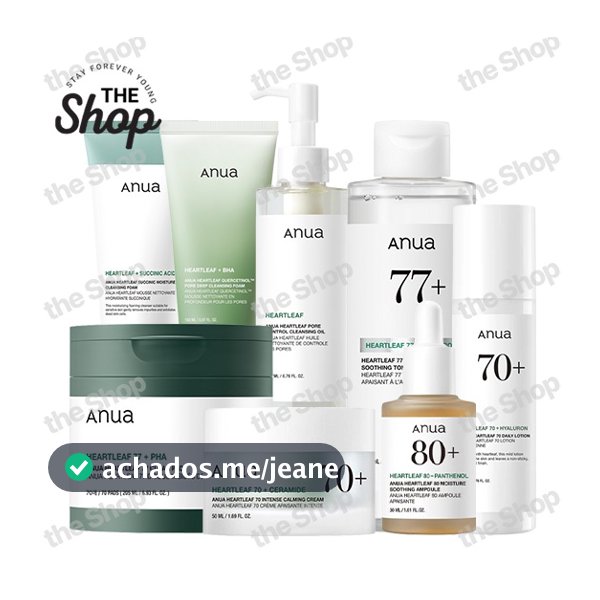 ANUA Heartleaf Skincare Toner 250ml Loção 200ml Creme 50ml Ampola 30ml Almofada Transparente 160 Espuma De Limpeza 150ml