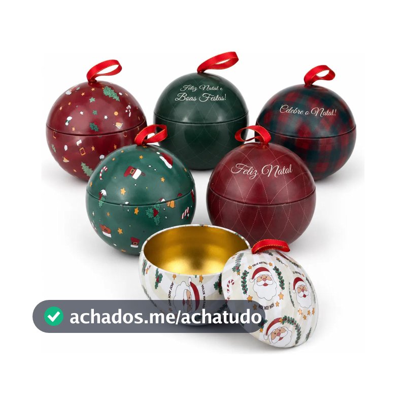Kit 12 Bolas De Natal Metal Decoração Latas Natalinas 8,5cm