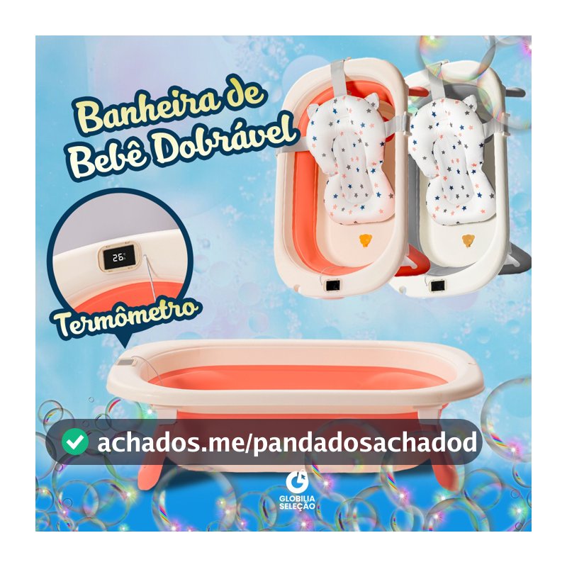 🔥Banheira para Bebê Dobrável Infantil Confortável Segura Com Termômetro Portátil Com Almofada De Banho