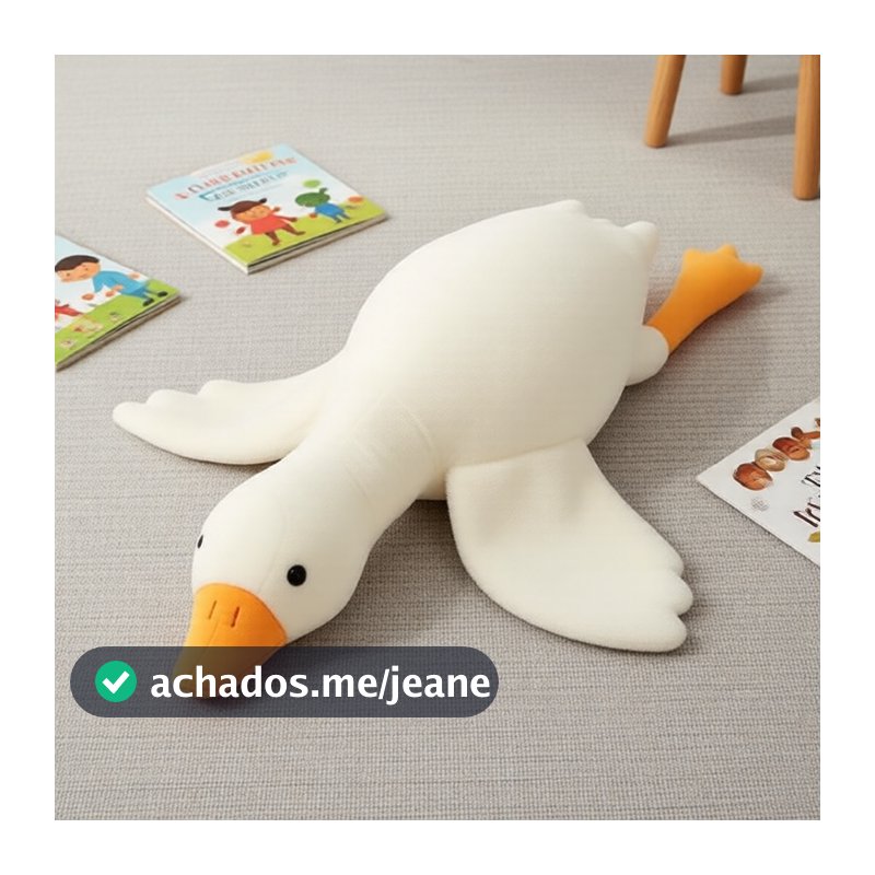 Grande Brinquedo de Pelúcia Ganso Branco de 50 cm, Almofada Gigante Abraços
