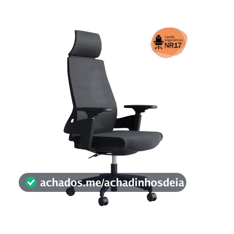 Cadeira de Escritório Presidente Ergonômica Giratória Modelo Toledo Cor Preta Certificada NR17