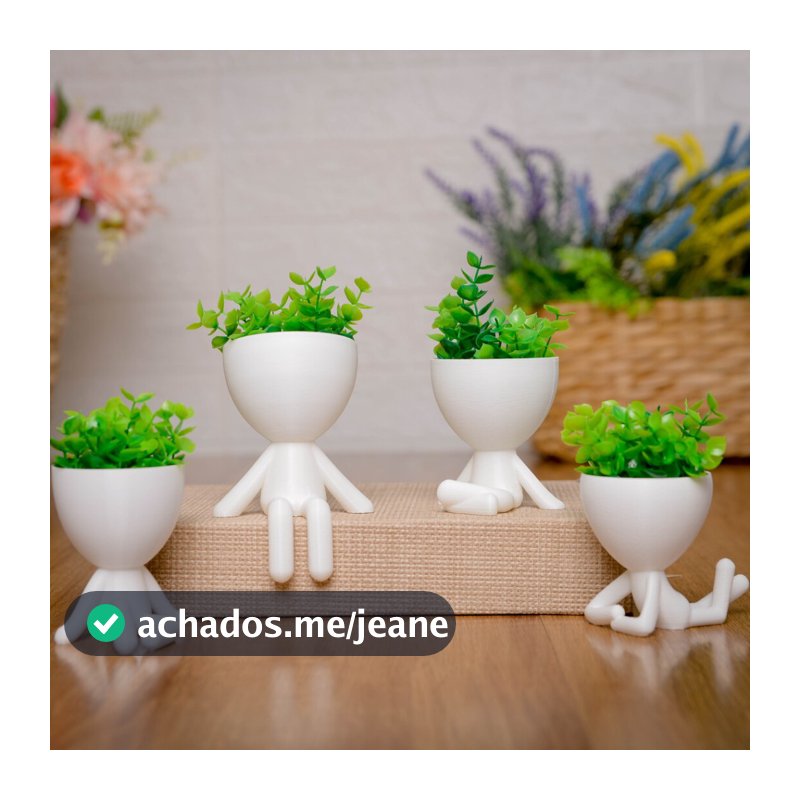 Kit 4 Mini Vasinhos COM Planta Inclusa, Lembrancinha, Decoração para Casa, Sala, Estante, Enfeite, 6 cm altura, cachepot