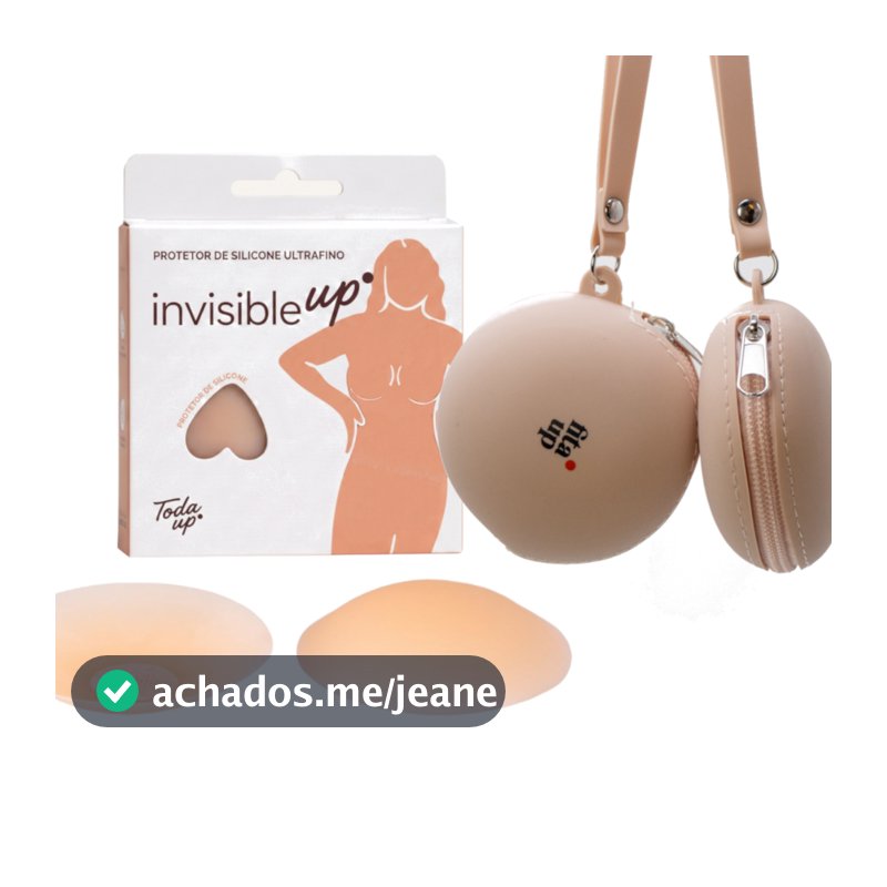 Kit Adesivo de Seio Silicone Invisível 8cm Lib Protetor Mamilo Reutilizável + Porta Case Estojo de Armazenamento Toda Up