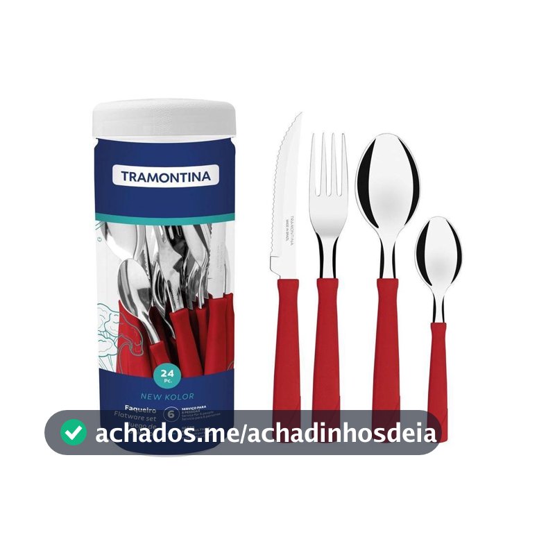 Faqueiro Tramontina Inox 24 Peças New Kolor Vermelho