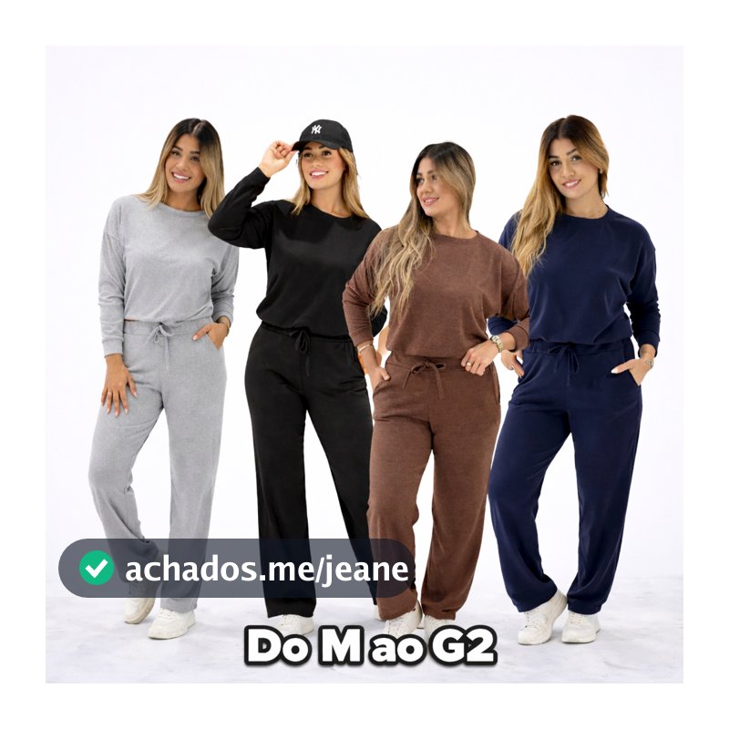 Conjunto Lanzinha mais vendidos casual Plus e  bolso moda feminina outono inverno .
