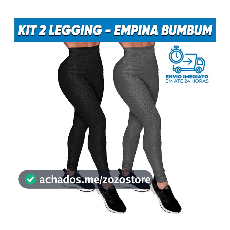 Kit 2 Calça Legging Bolha Suplex de Compressão com Cós Alto Empina Bumbum Suplex 3D Textura Flocada
