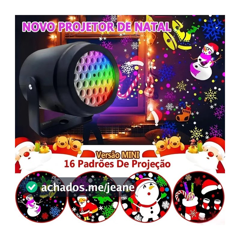 Projetor Natal Led Natalino 12 Cartão Desenhos Laser Espeto Jardim Flocos Festas Canhao de Luz