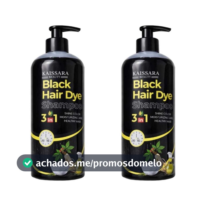 KIT 2 Shampoo de tintura de cabelo 3 em 1- 500ML COR  PRETO