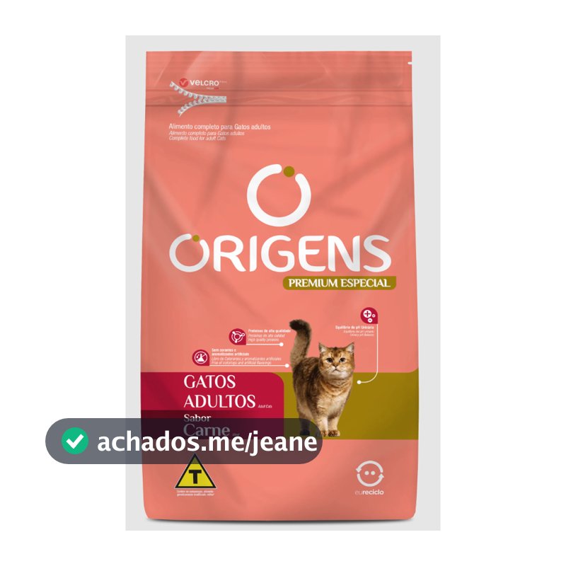 Ração Origens Gatos Adultos Sabor Carne 10,1kg Adimax