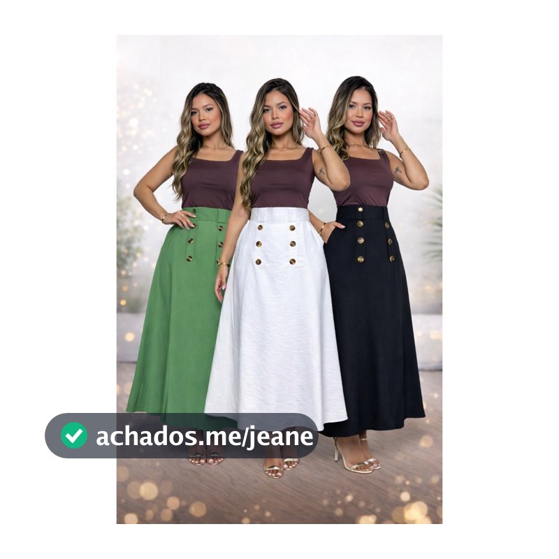 Saia Longa Feminina Elegante Sensorial com Bolsos - Saia Evangelica