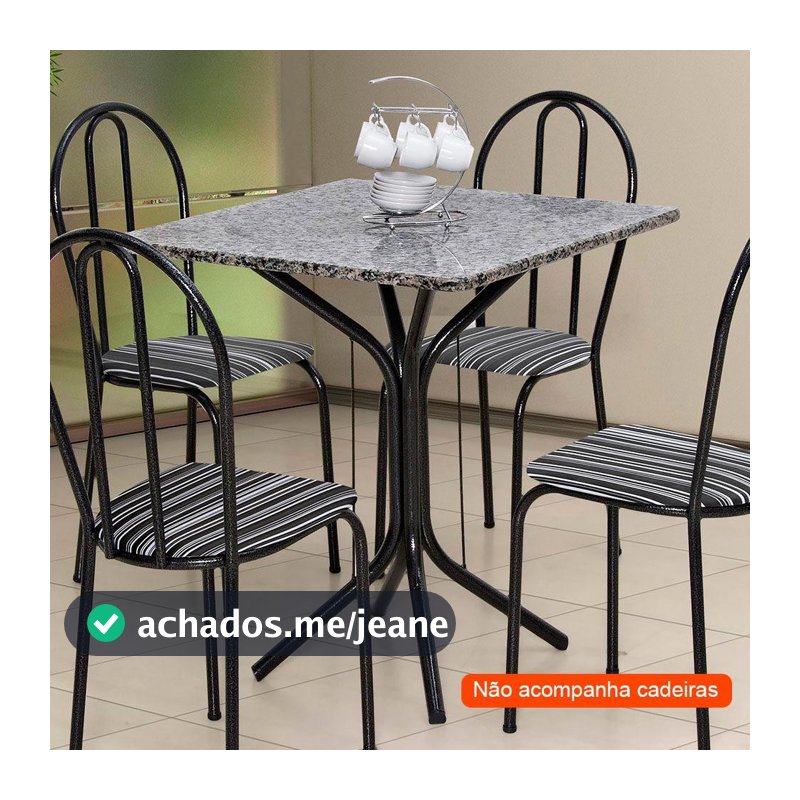 Mesa de Jantar Quadrada Thais Preta 70 cm