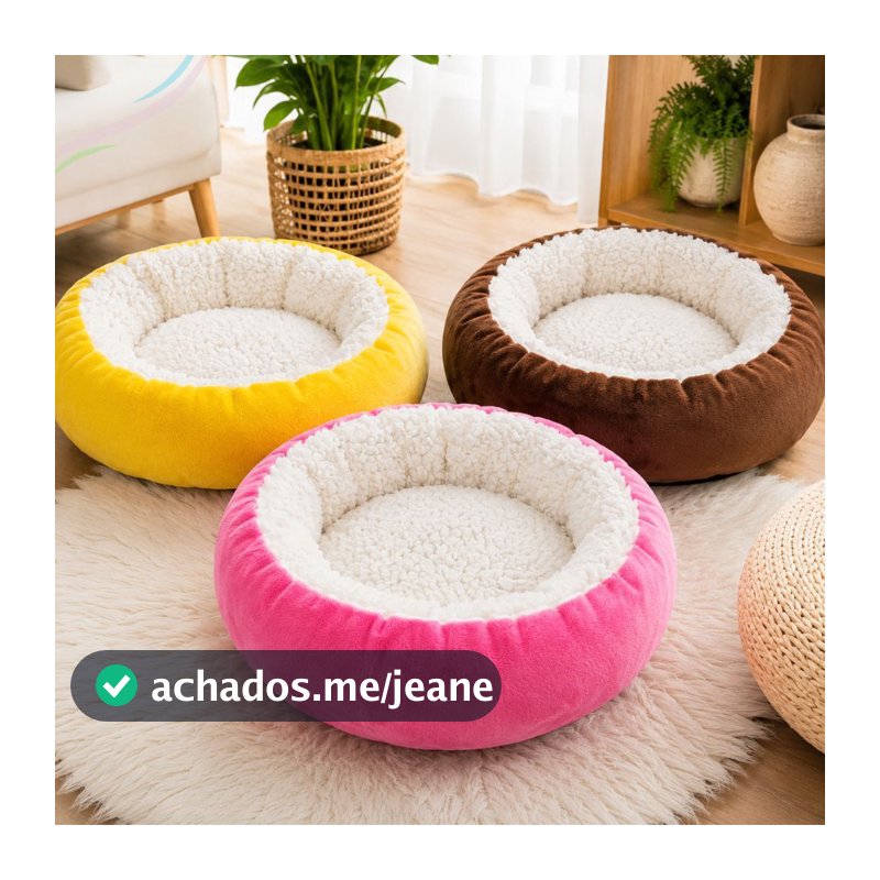Caminha Redonda Pets Sherpa para Cães e Gatos Macia Quente Confortável Pele de Carneiro Cama Pet Tamanhos: P, M e G