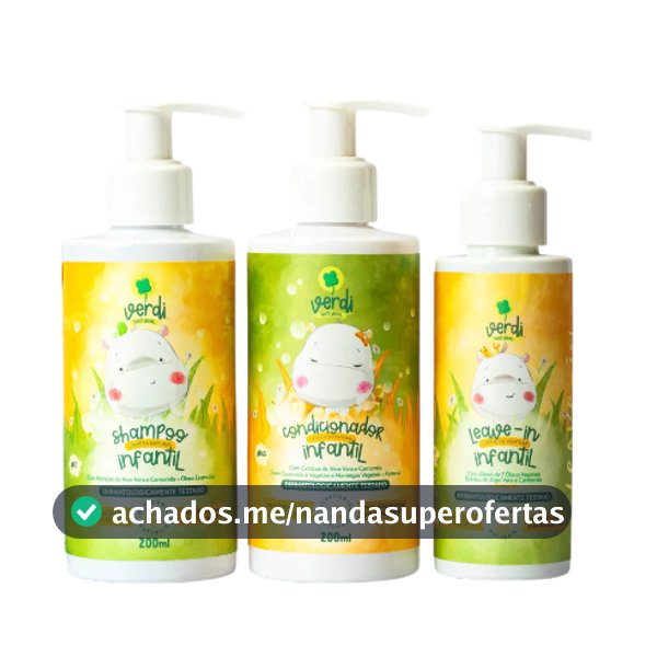 Kit Shampoo + Condicionador + Leave In Infantil Verdi Natural - Aloe Vera e Camomila e Pantenol