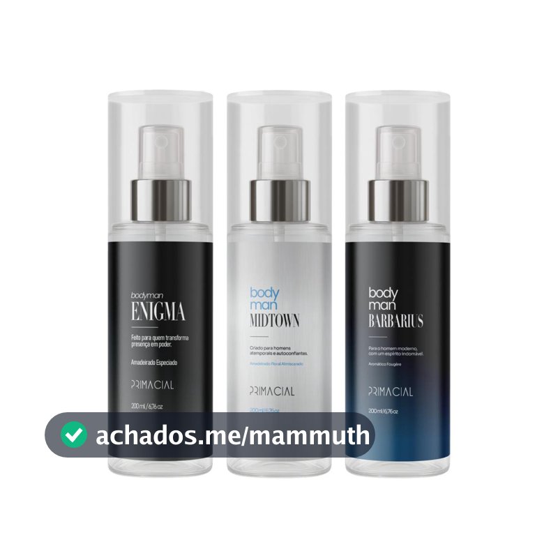 KIT BODY SPLASH MASCULINO BARBARIUS + MIDTOWN + ENIGMA 200ML - PRIMACIAL