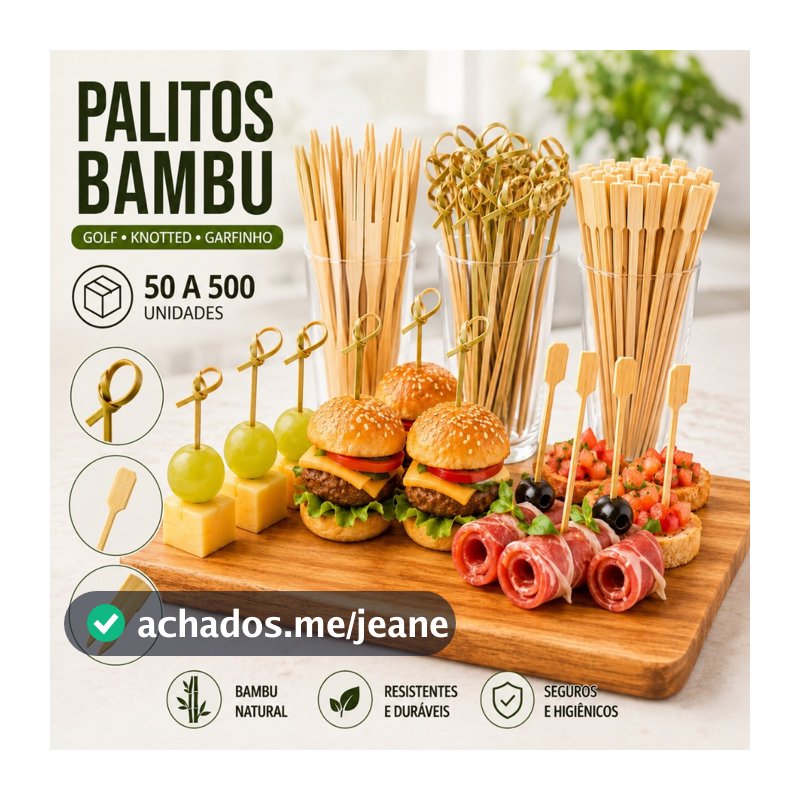Palitos Espeto Bambu 100/400/500 unidades 9cm/15CM Petisco Buffet Eventos Lanchonete