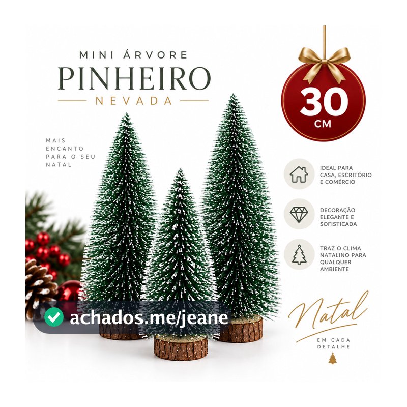 Kit 03 Mini Arvore 30cm Natal Nevada Lembrancinha Festa Natalina Decoração Enfeite Mesa empresarial