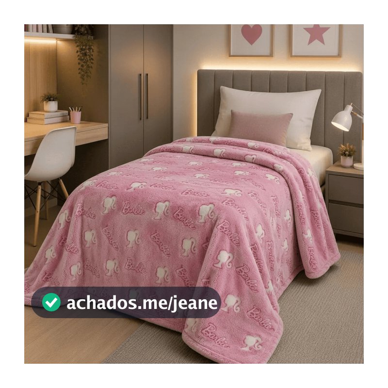 Cobertor Manta Infantil 2.00x1.50Mts Brilha No Escuro Solteiro Barbie
