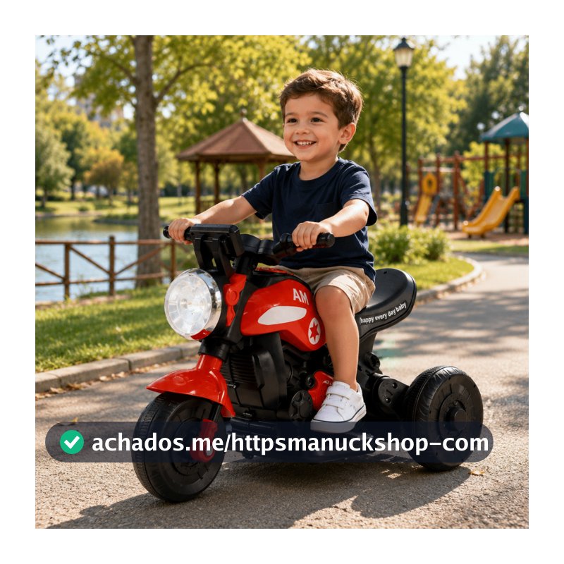 Moto Eletrica Infantil Triciclo 6V Carrinho de Passeio Zippy Toys Luzes e Sons Recarregavel
