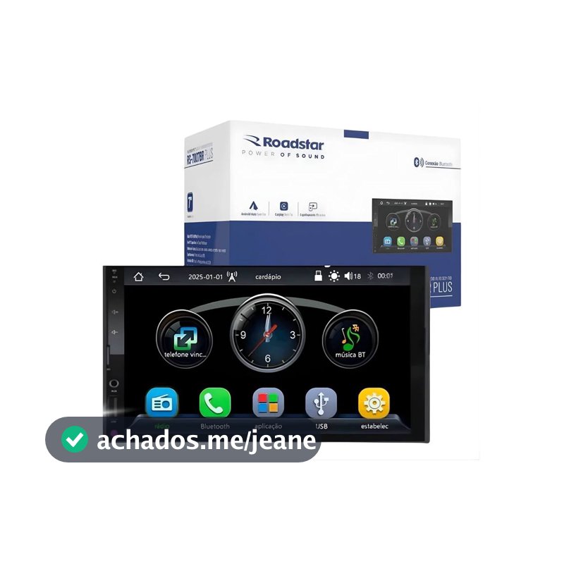Multimídia Mp5 Carplay Tela 7" Polegadas USB Bluetooth Carplay e...