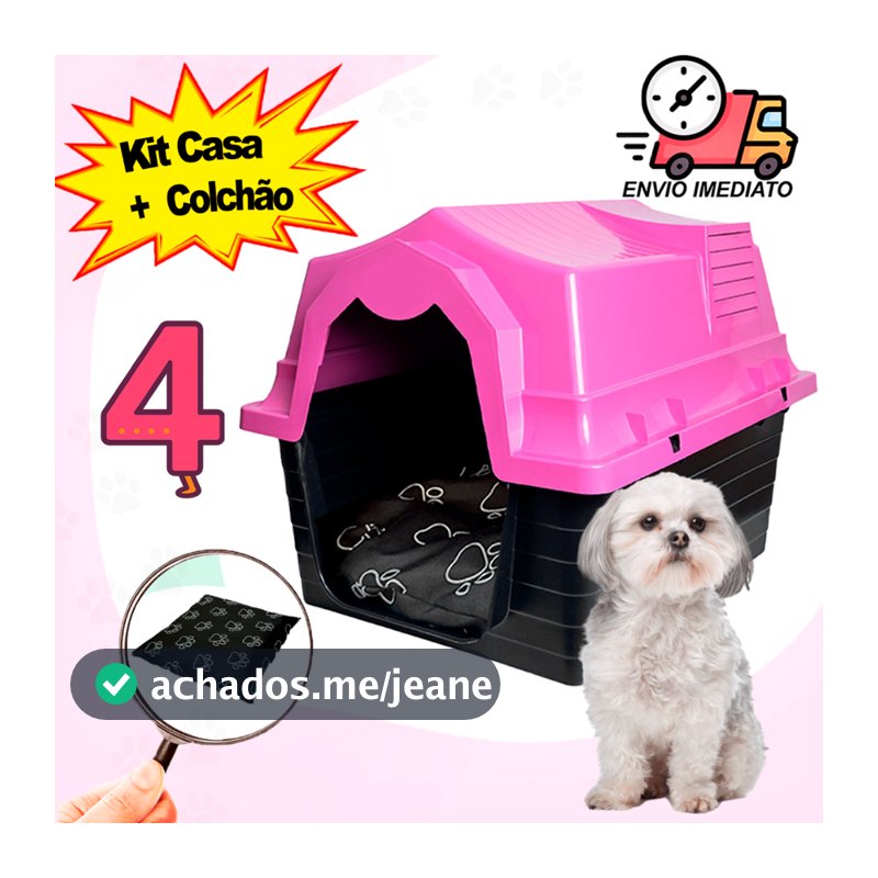 Casinha De Cachorro N 4 ou 3 Para Cachorro Pequeno E Médio Porte Com Caminha De Cachorro