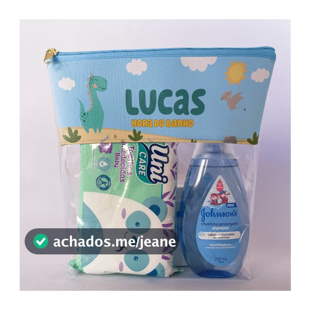 Necessaire Maternidade Higiene do Bebê Infantil Hora do Banho Dinossauro Baby Personalizado