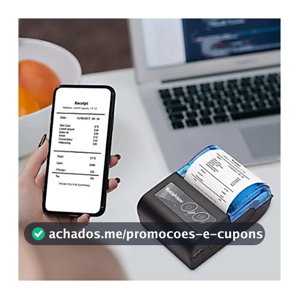 Mini Impressora Portátil Bluetooth Térmica Papel - 58mm Leve Compacta Rápida