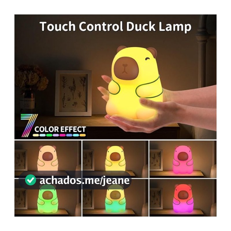 Luminária Capivara Silicone - Toque & Luzes Coloridas (Presente Fofo)