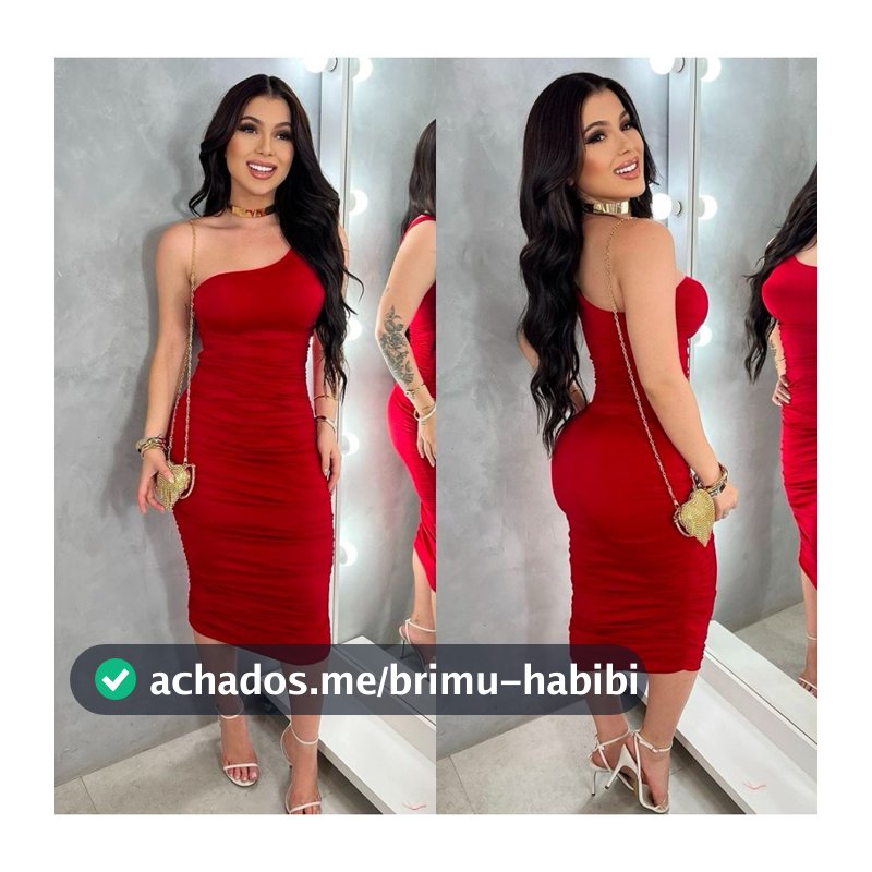 Vestido Midi Justo Suplex Colado Elegante Festa Um Ombro Mula Manca Franzido