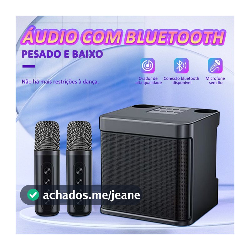 Caixa de Som Bluetooth Karaokê Com Dois Microfones Alto-falante de Potência Alta Qualidade de Som