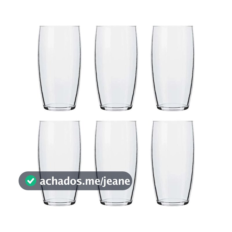 Jogo de Copos Nadir Oca Long Drink de Vidro Liso com 6 Peças 300ml