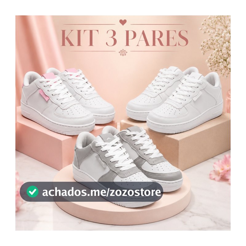 3 Pares Tênis Feminino Macio Ultraleve Street Style Para Visuais Casuais e Modernos