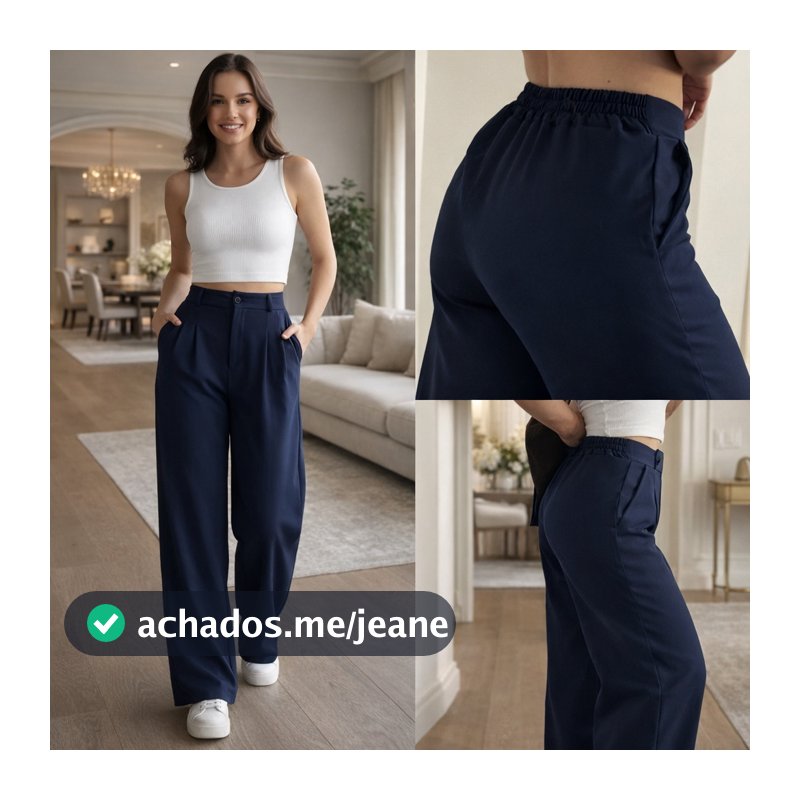 Calça Pantalona Alfaiataria Wide Leg COM ELÁSTICO NA CINTURA TECIDO DE QUALIDADE MELHOR QUE A DUNA