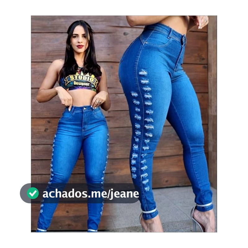 calca fem studio jeans premium corte lateral delave