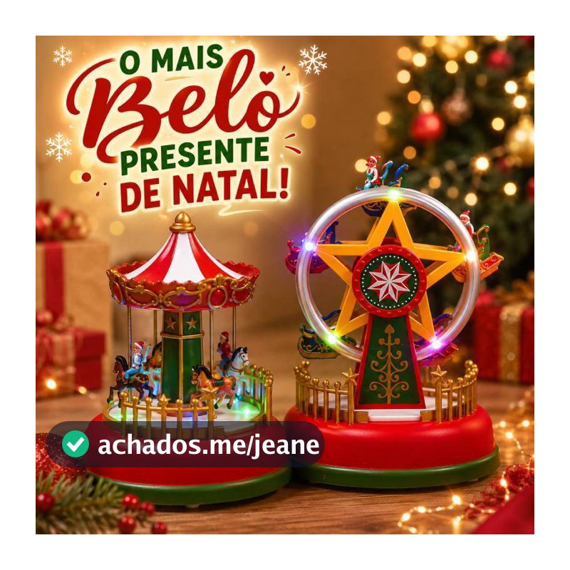 Vila Natalina Carrossel Enfeite de Natal Musical LED Com Luz e Movimento Decoração Cenário