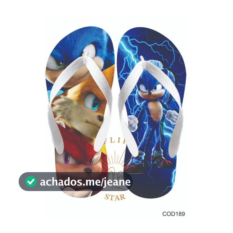 Chinelo Sonic - Estampas Variadas | Tamanhos Adulto e Infantil