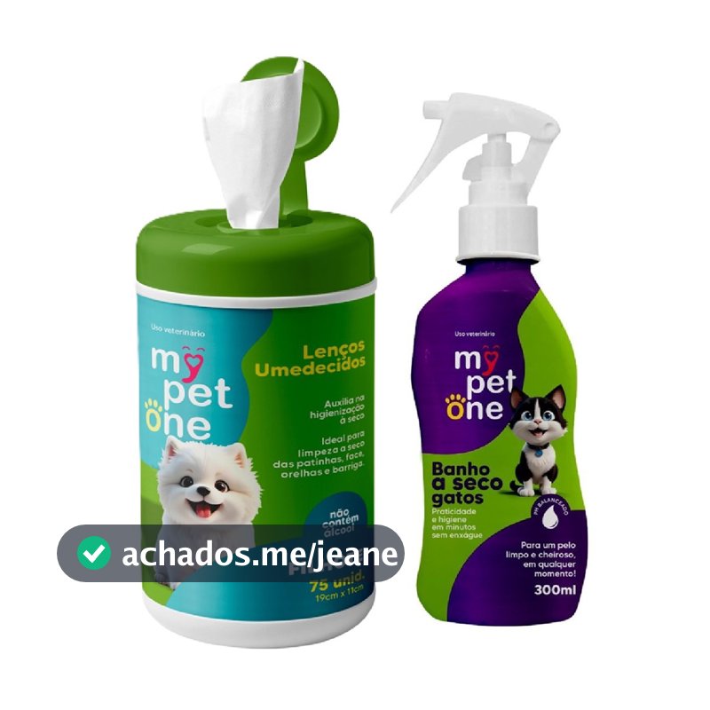 Kit Banho a Seco Filhotes Gatos + Lenço Umedecido Filhotes Mypetone