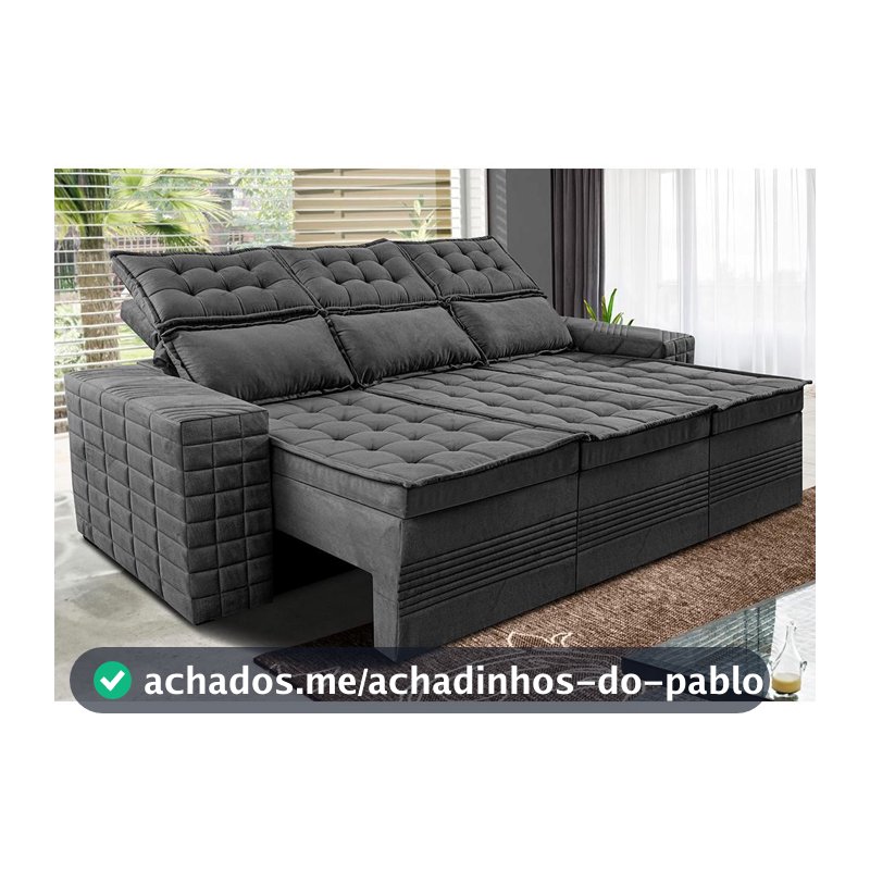 Sofá 3 Lugares Retrátil e Reclinável Cama inBox Senses 2,00m Velusoft Cinza