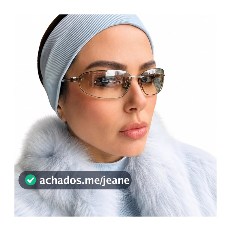 Óculos Feminino Oval Metal Premium Lente Transparente Sol Moda Proteção UV400