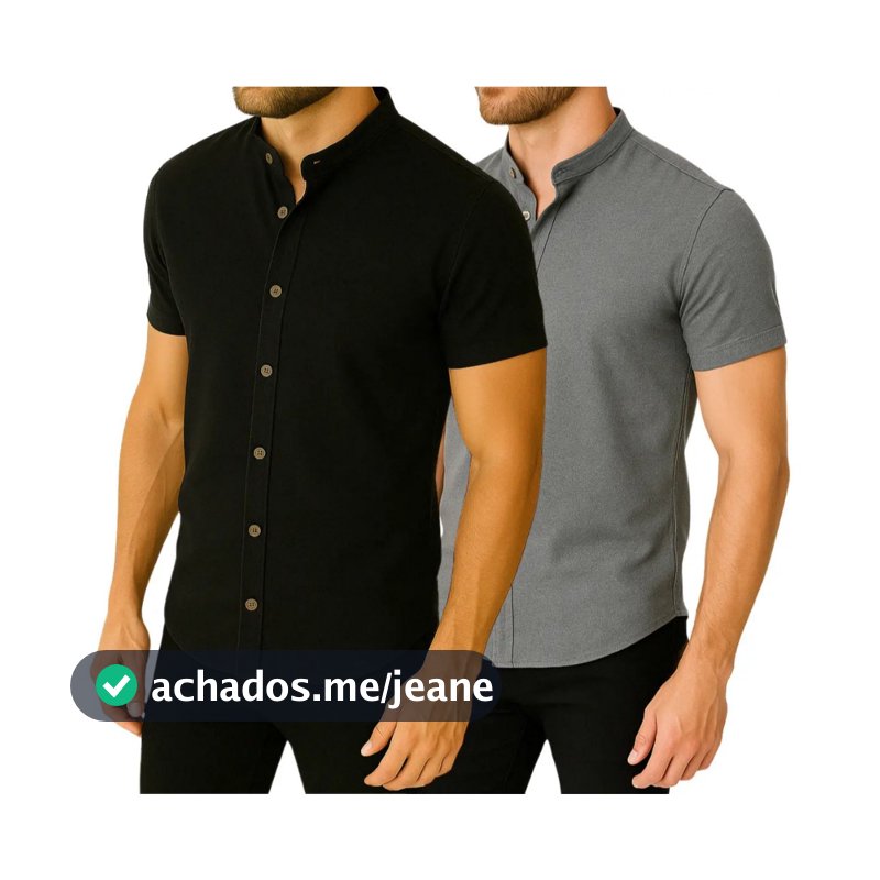 Kit 2 Camisa Manga Curta Gola Padre Masculina Trabalho