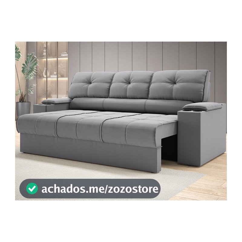 Sofá com Porta Copos Retrátil e Reclinável Tom 2,05m Velosuede - NETSOFAS