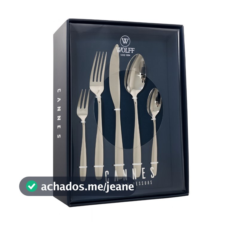 WOLFF - Faqueiro 30 Peças de Aço Inox Cannes -  Jogo de Talheres - Facas - Garfos - Colher
