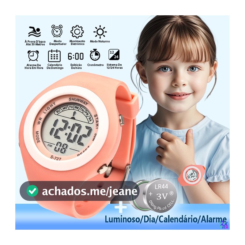 Relógios Infantil Feminino A Prova D'água Relógio Digital Infantils Menina Relogi Esportivo