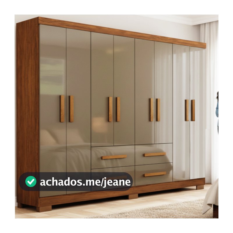 Guarda Roupas Casal Grande 8 Portas 4 Gav. Com Pés Moderno Marrom