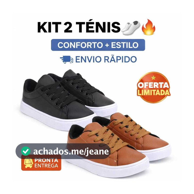 Kit 2 Pares Tênis Infantil Masculino Menino Leve e Confortável Escolar (Colegial)
