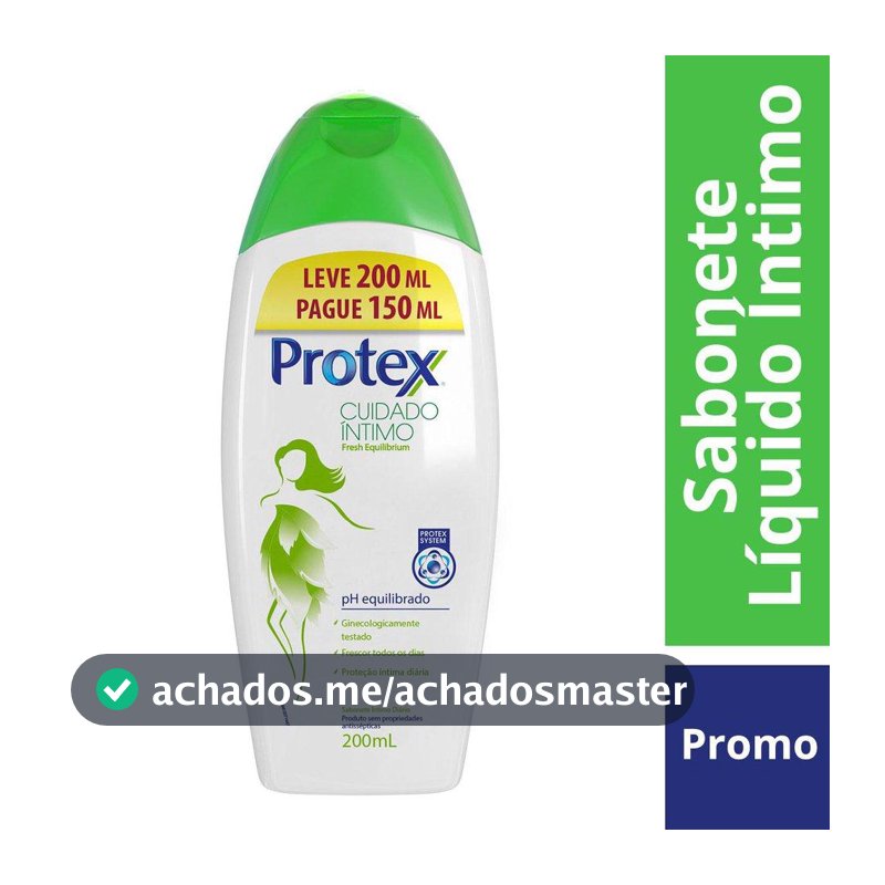 Sabonete Líquido Íntimo Protex Fresh Equilibrium Leve 200ml Pague 150ml