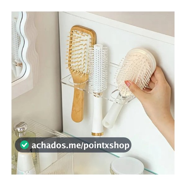 Suporte Escova de Cabelo Acrílico Cristal Utilidades Organizadores Quarto Penteadeira Guarda Roupa
