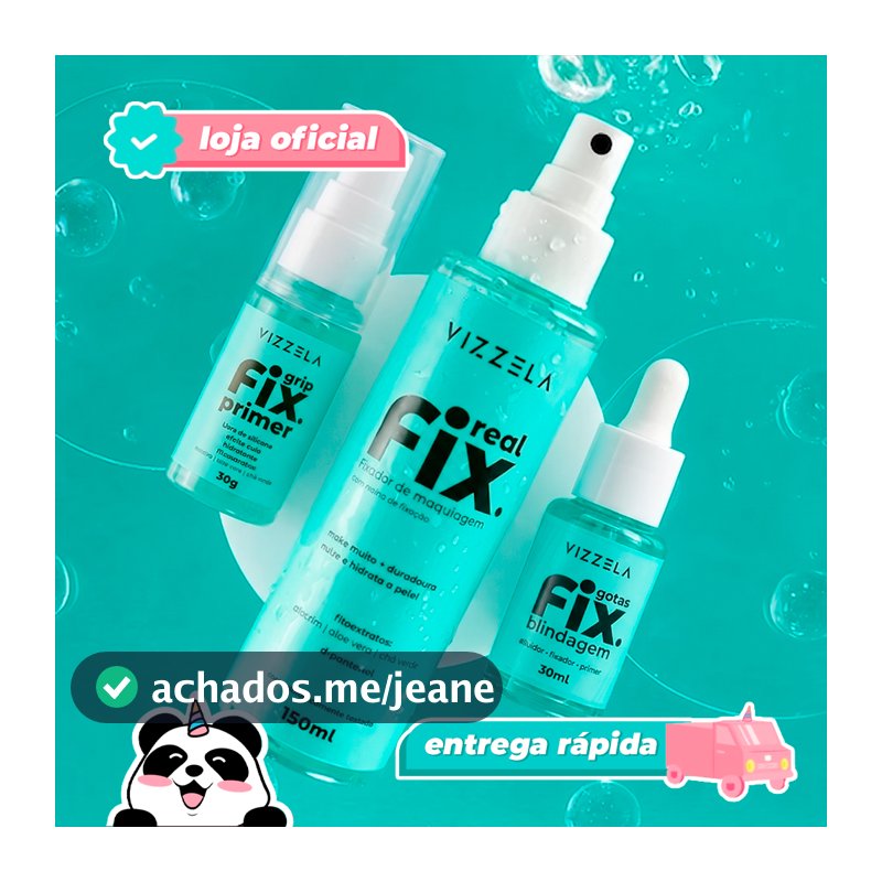 Kit Spray Real Fix 150ml + Gotas Fix + Primer Grip Fix Vegano Original Vizzela